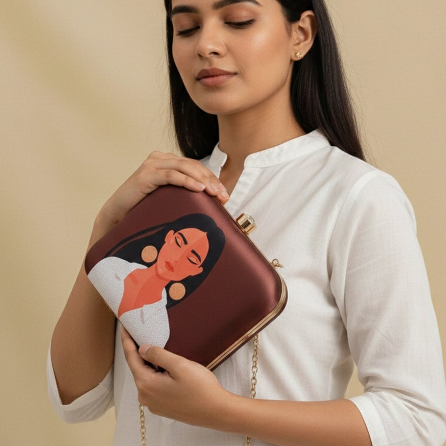 Artklim Women Portrait Printed Clutch