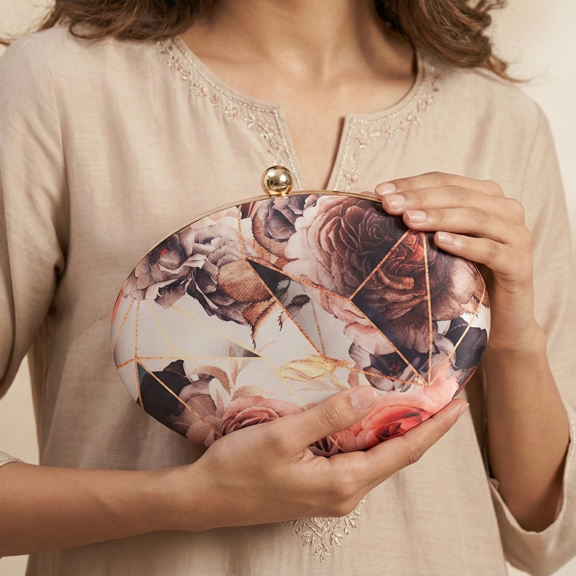 Abstract  Rose Printed Clutch