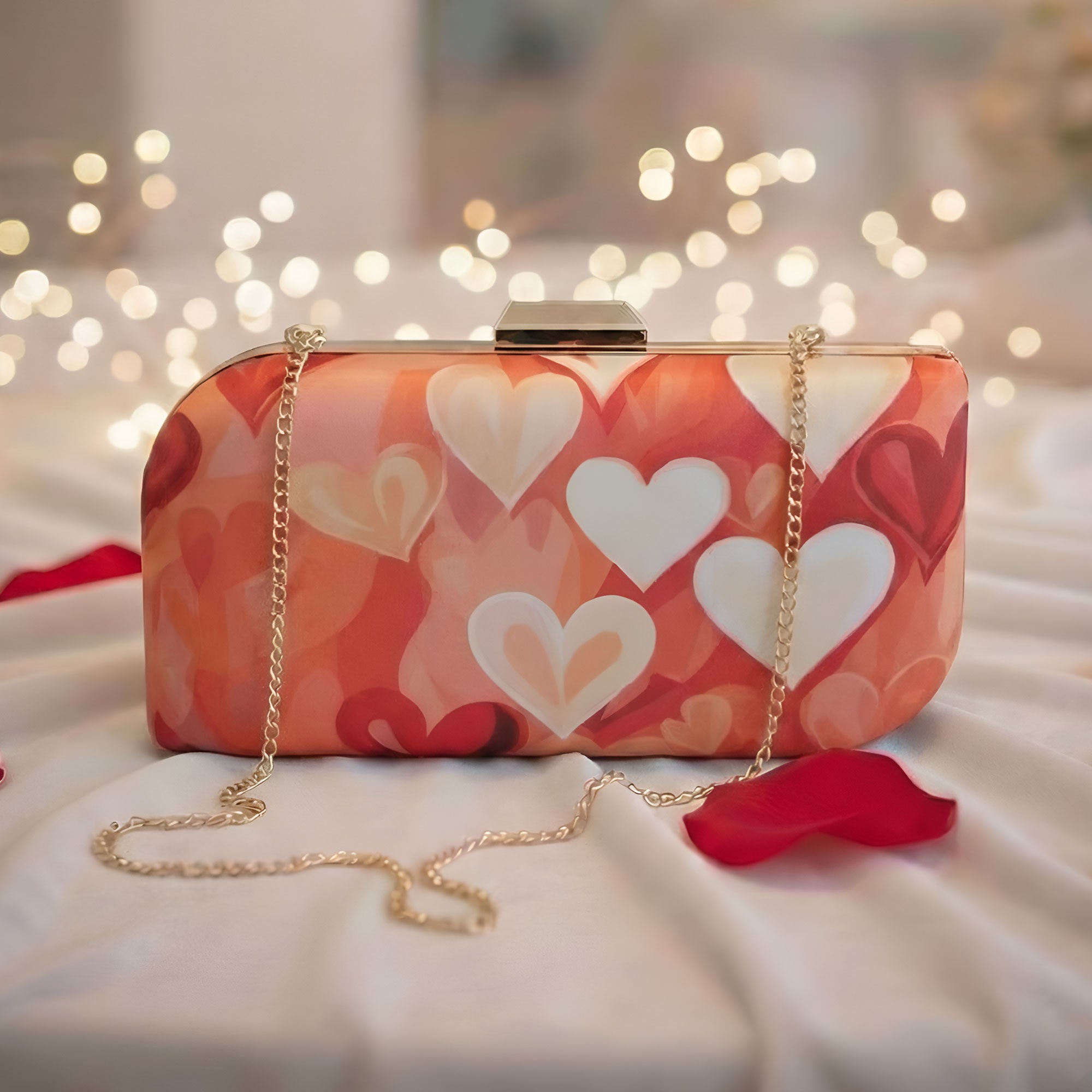 Artklim Stylish Heart Pattern Printed Clutch