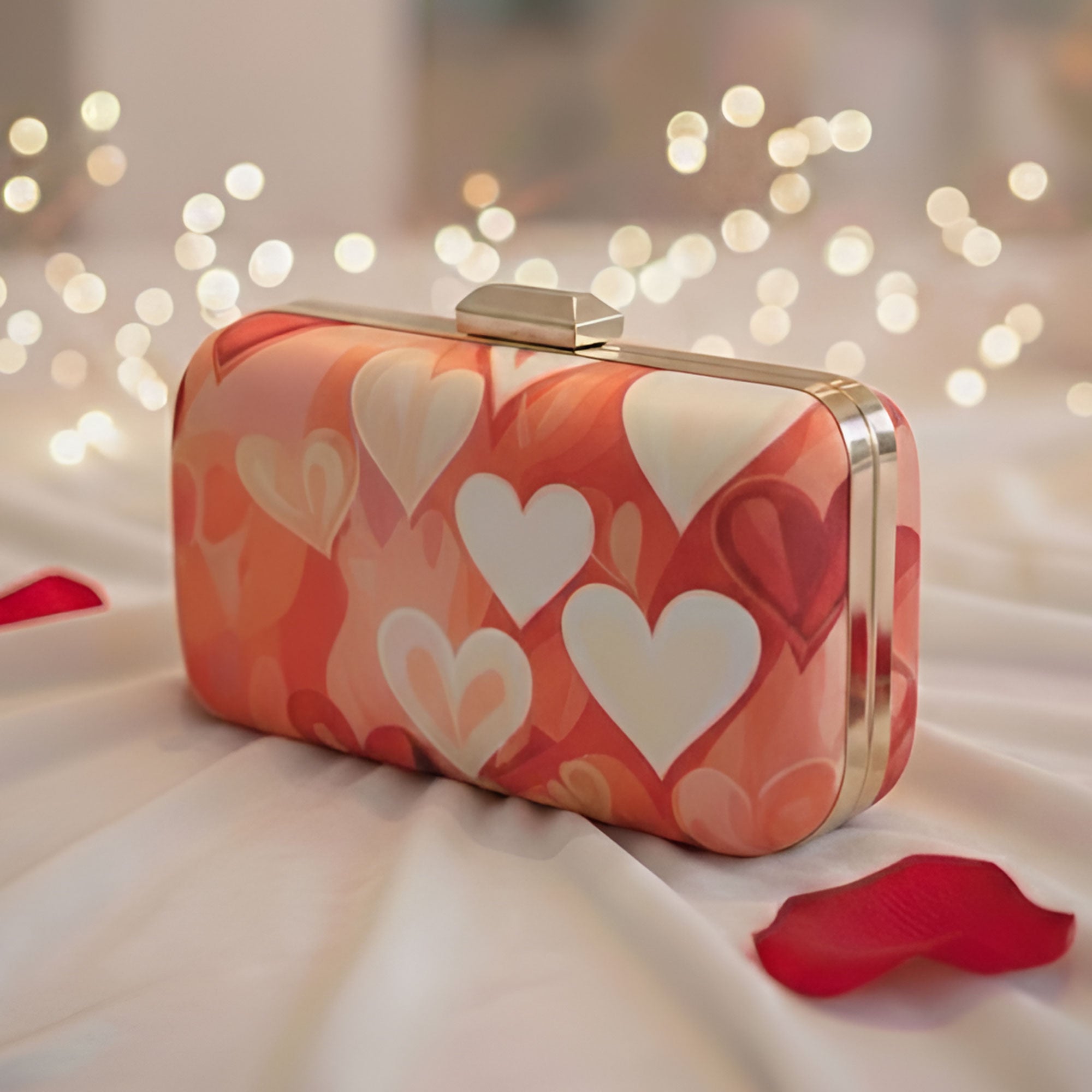 Artklim Stylish Heart Pattern Printed Clutch