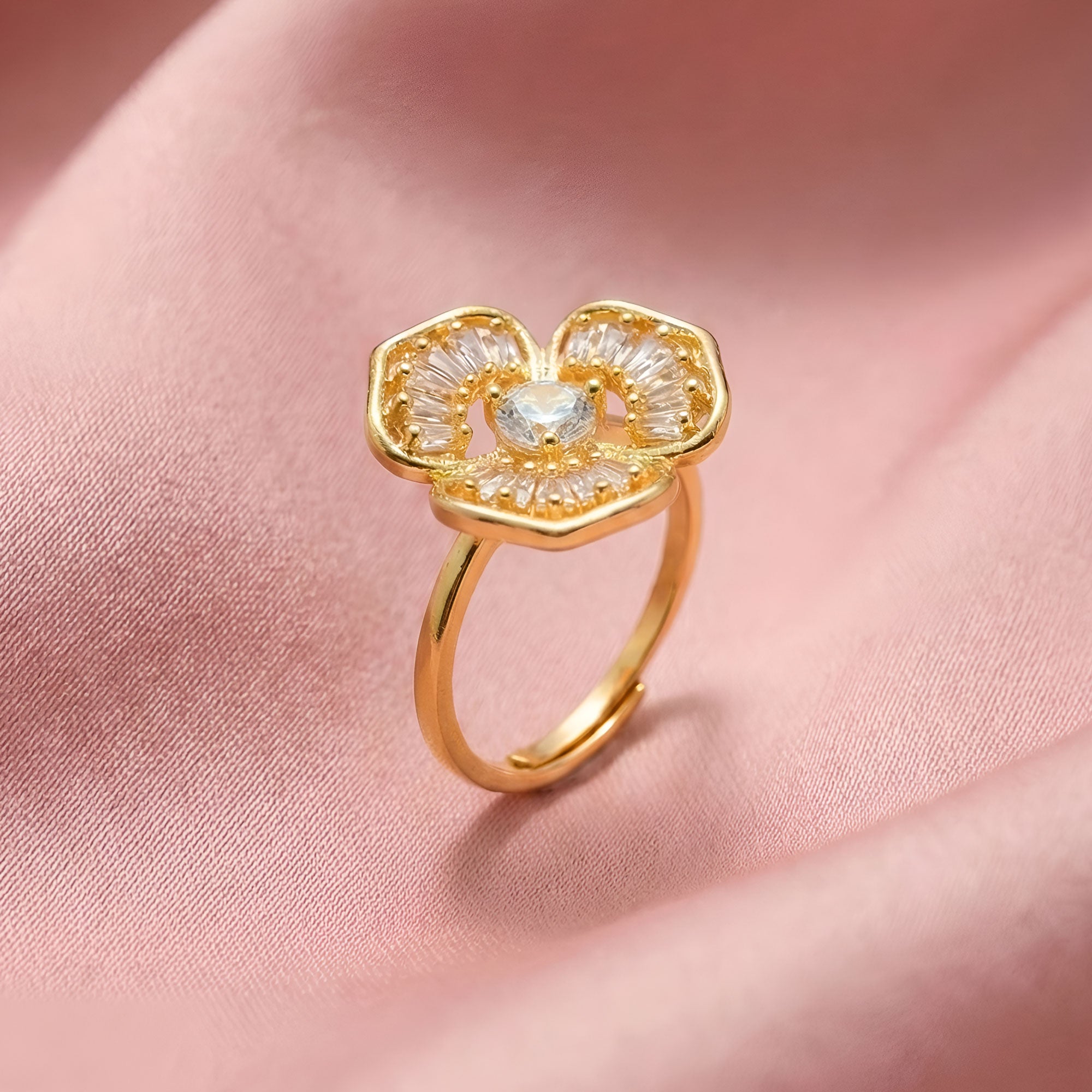 Artklim Gold-Plated Rosy Bloom Anti-Tarnish Ring