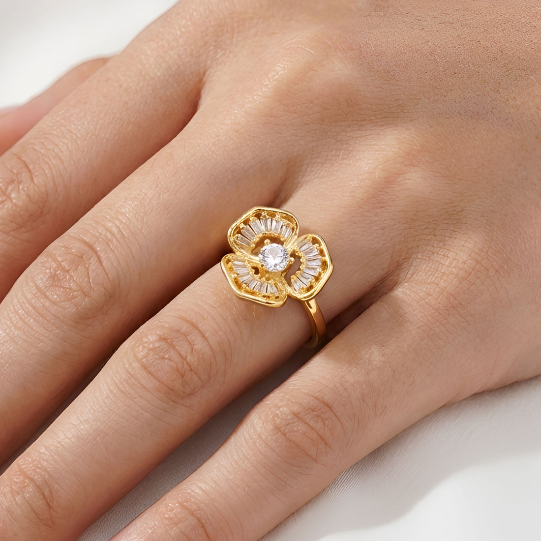 Artklim Gold-Plated Rosy Bloom Anti-Tarnish Ring