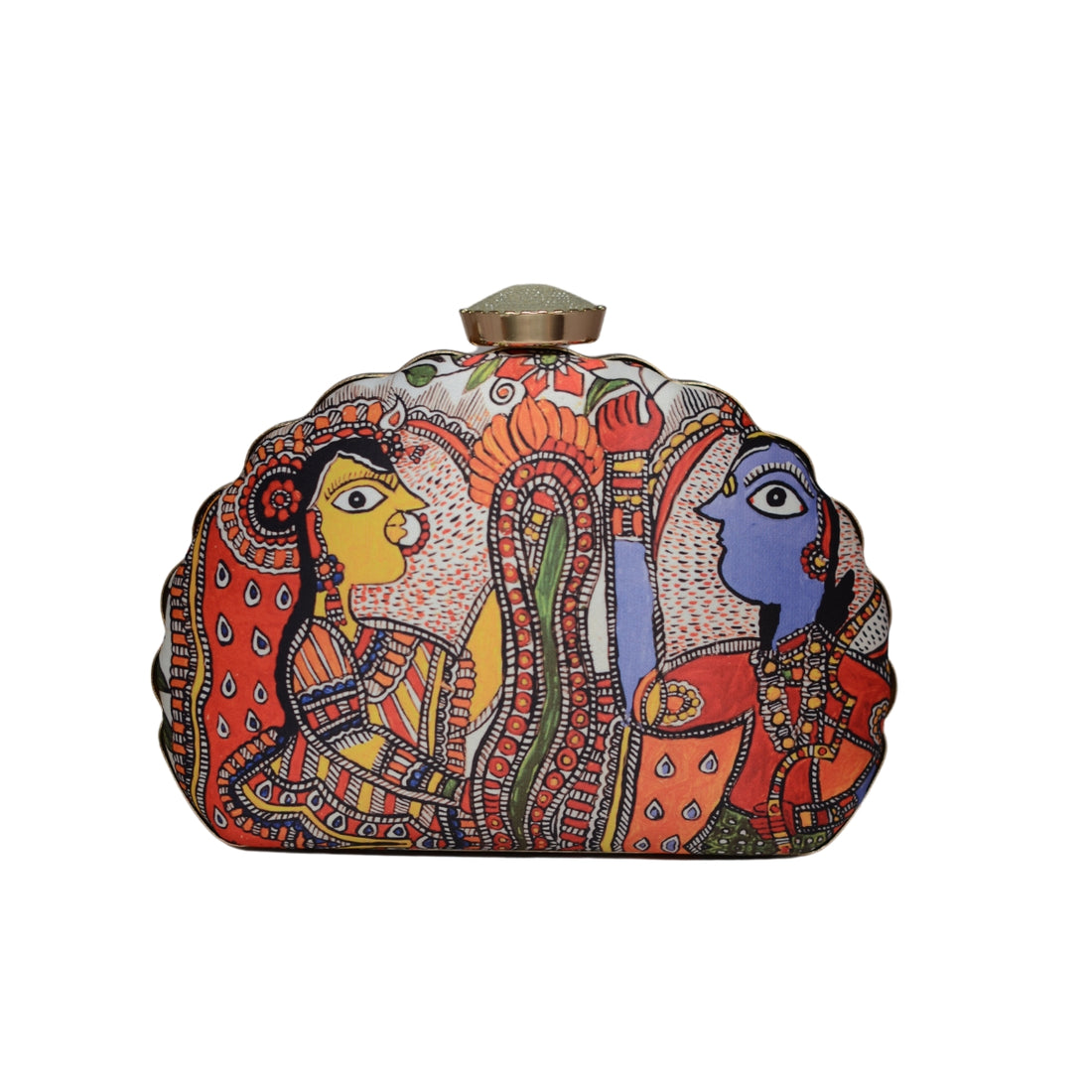 Artklim Madhubani Printed D-shape Clutch