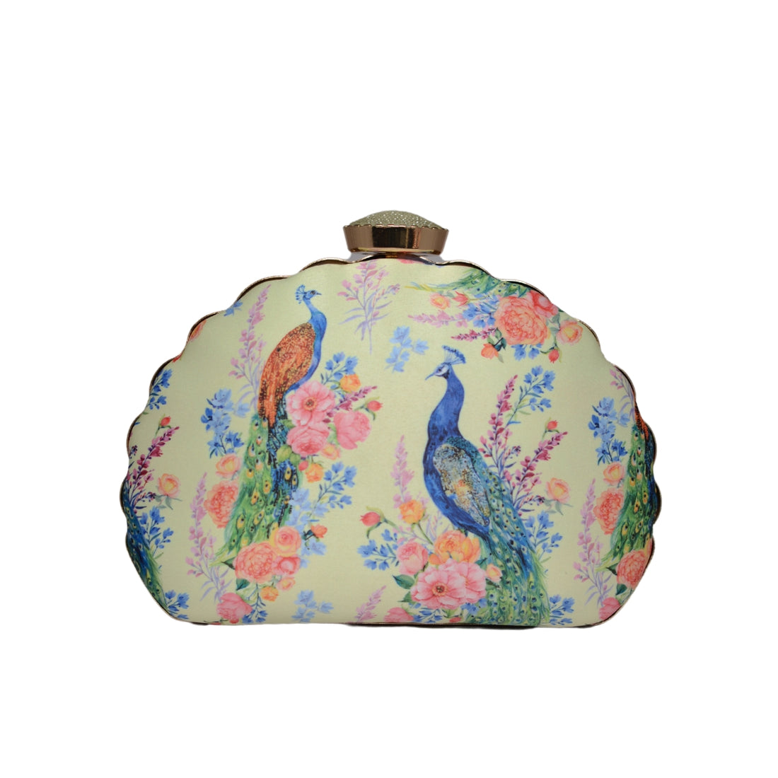 Artklim Peacock Printed D-shape Clutch