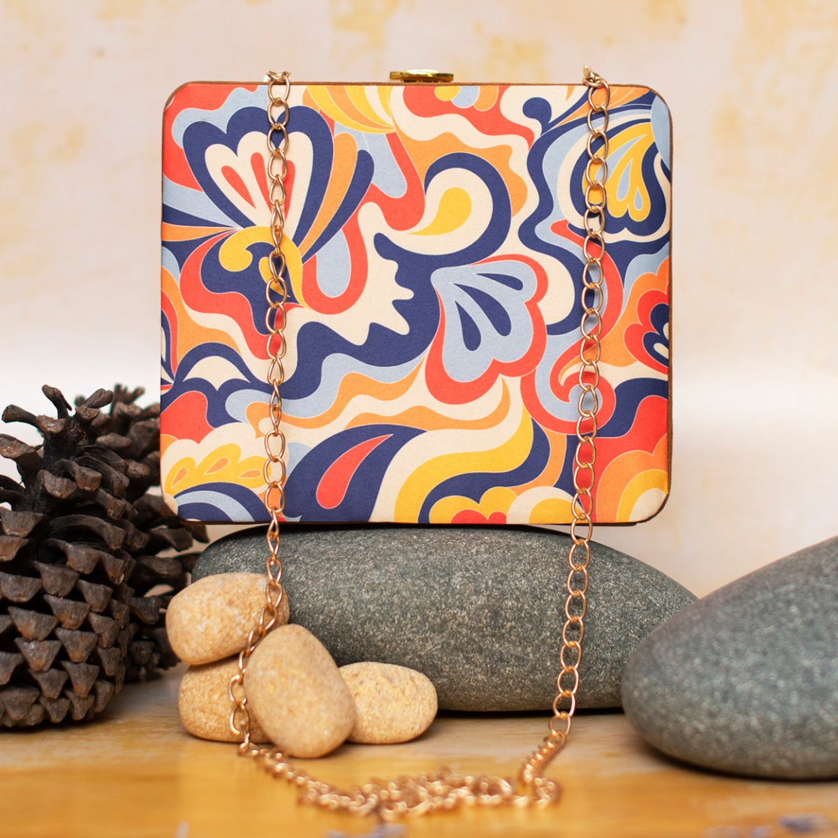 Quirky Pattern Printed MDF Clutch