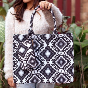 Geometric Pattern Box Style Tote Bag