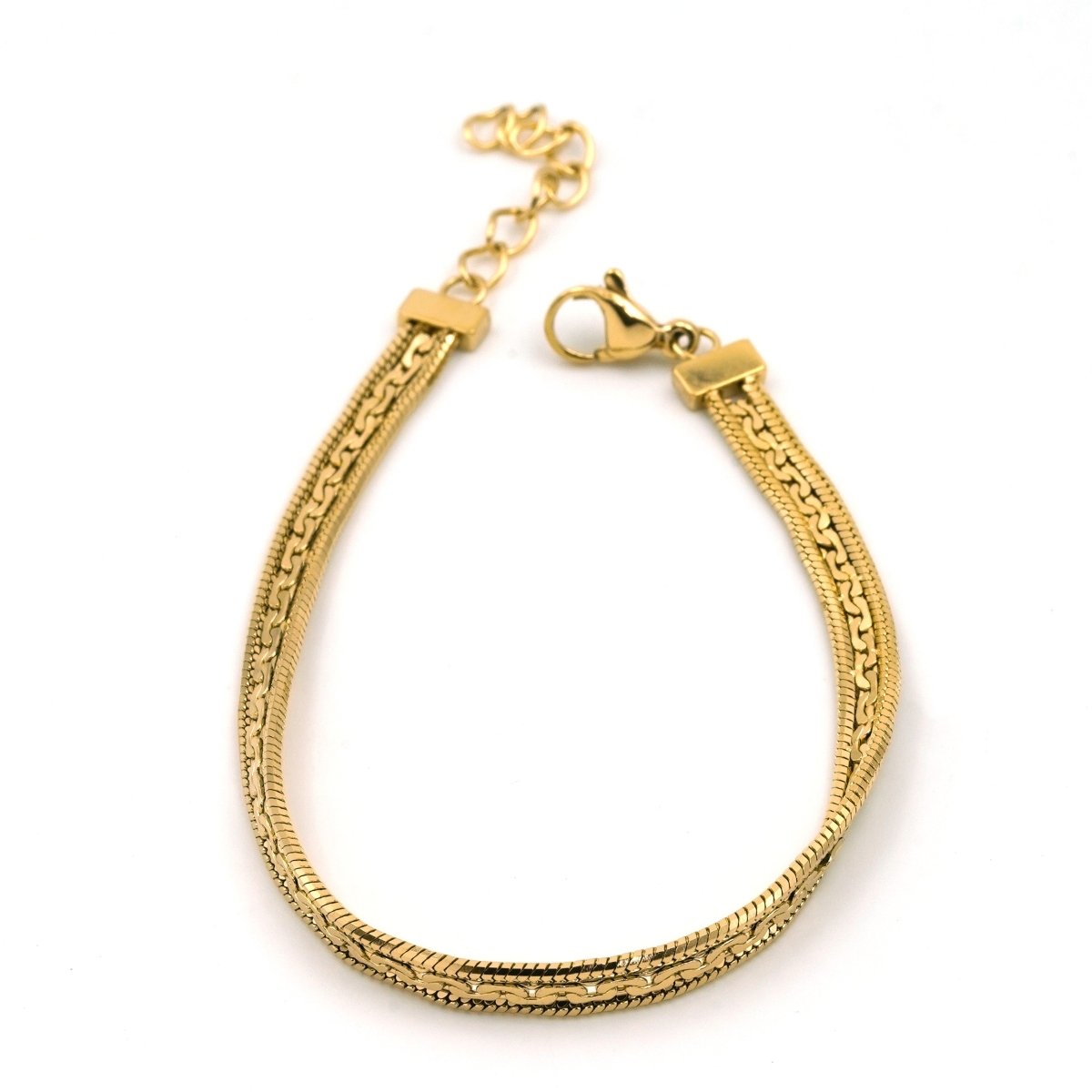 Artklim Gold Plated Designer Flat Chain Bracelet