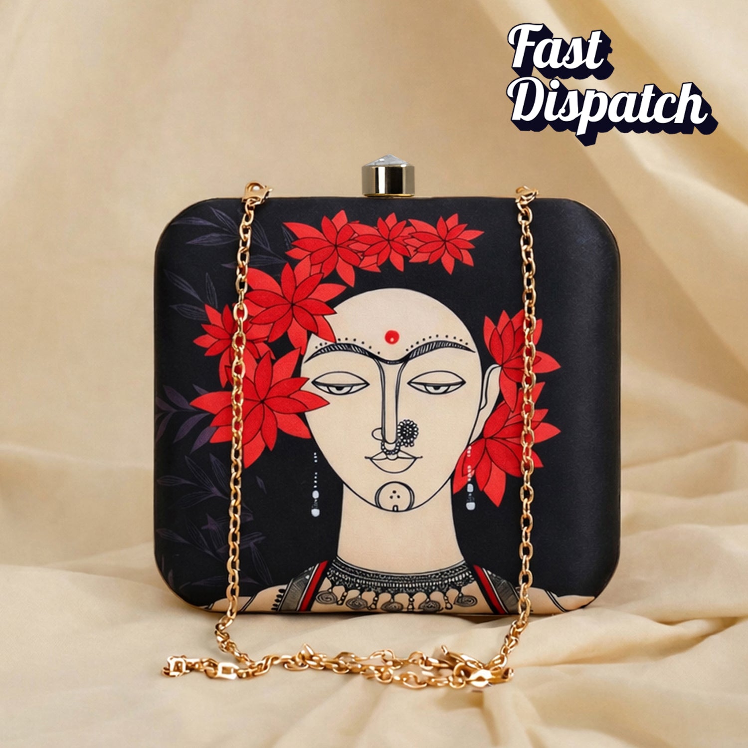 Artklim Flower Lady Printed Clutch Bag