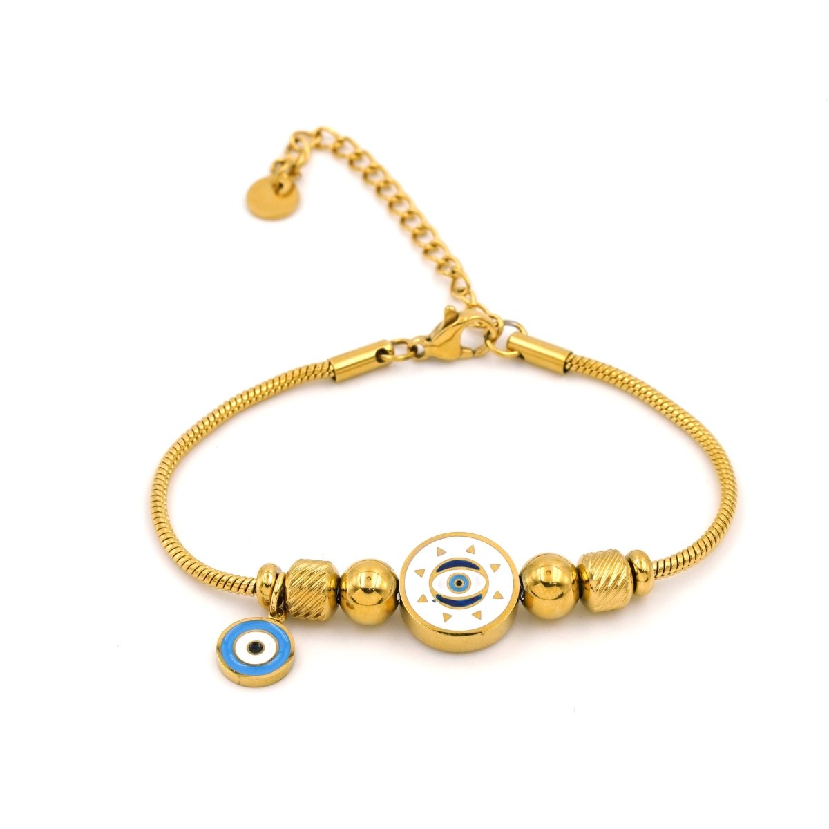 Artklim Gold Plated Evil Eye With Golden Beads Bracelet