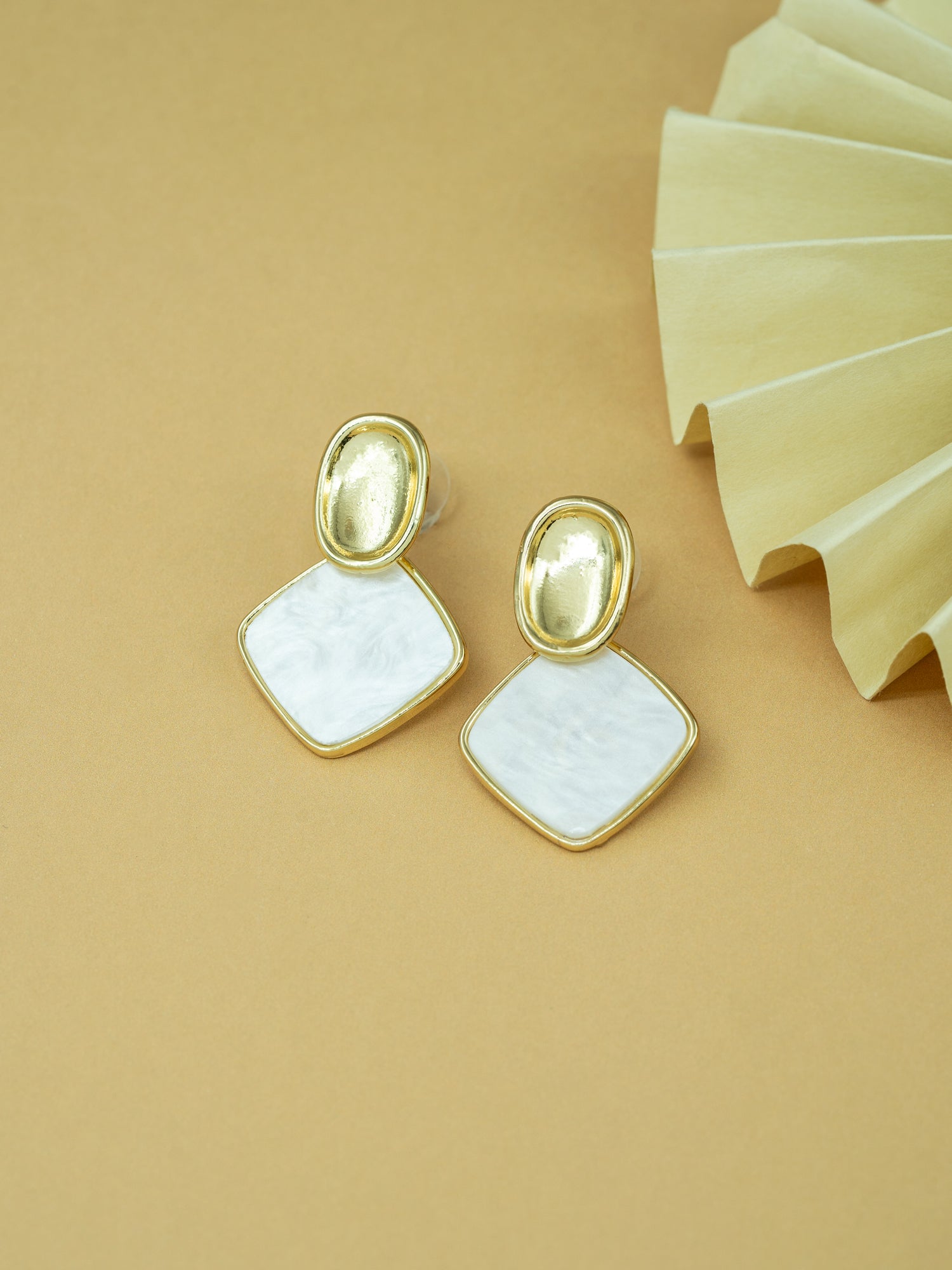 Artklim White Marble Diamond Anti Tarnish Earrings