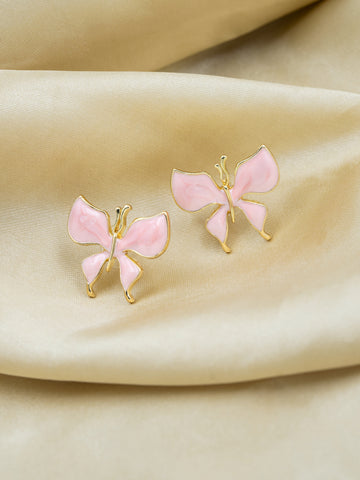 Artklim Pink Butterfly Anti Tarnish Earrings