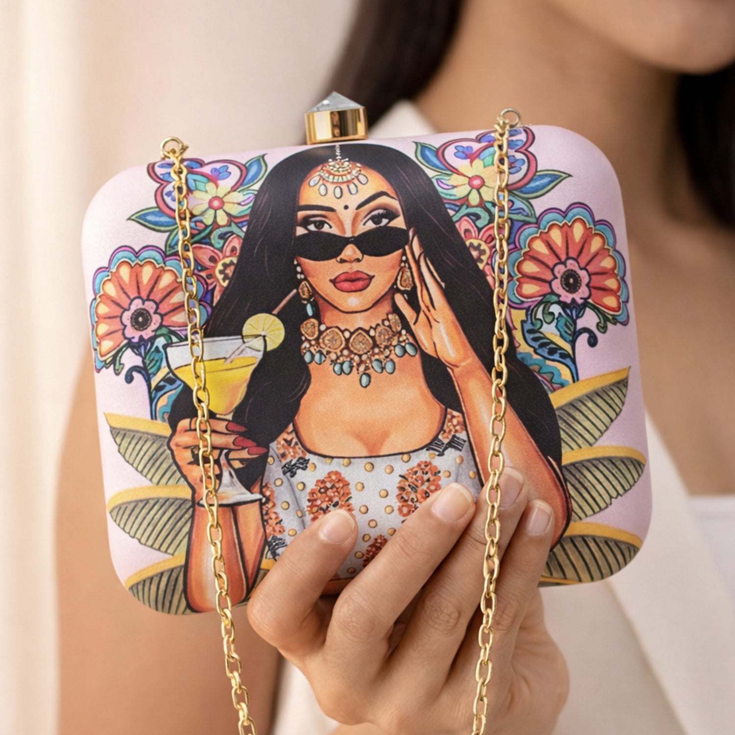 Artklim Glam Girl Printed Clutch