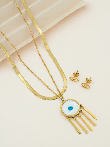 Artklim Evil Eye Charm Necklace & Earring Set