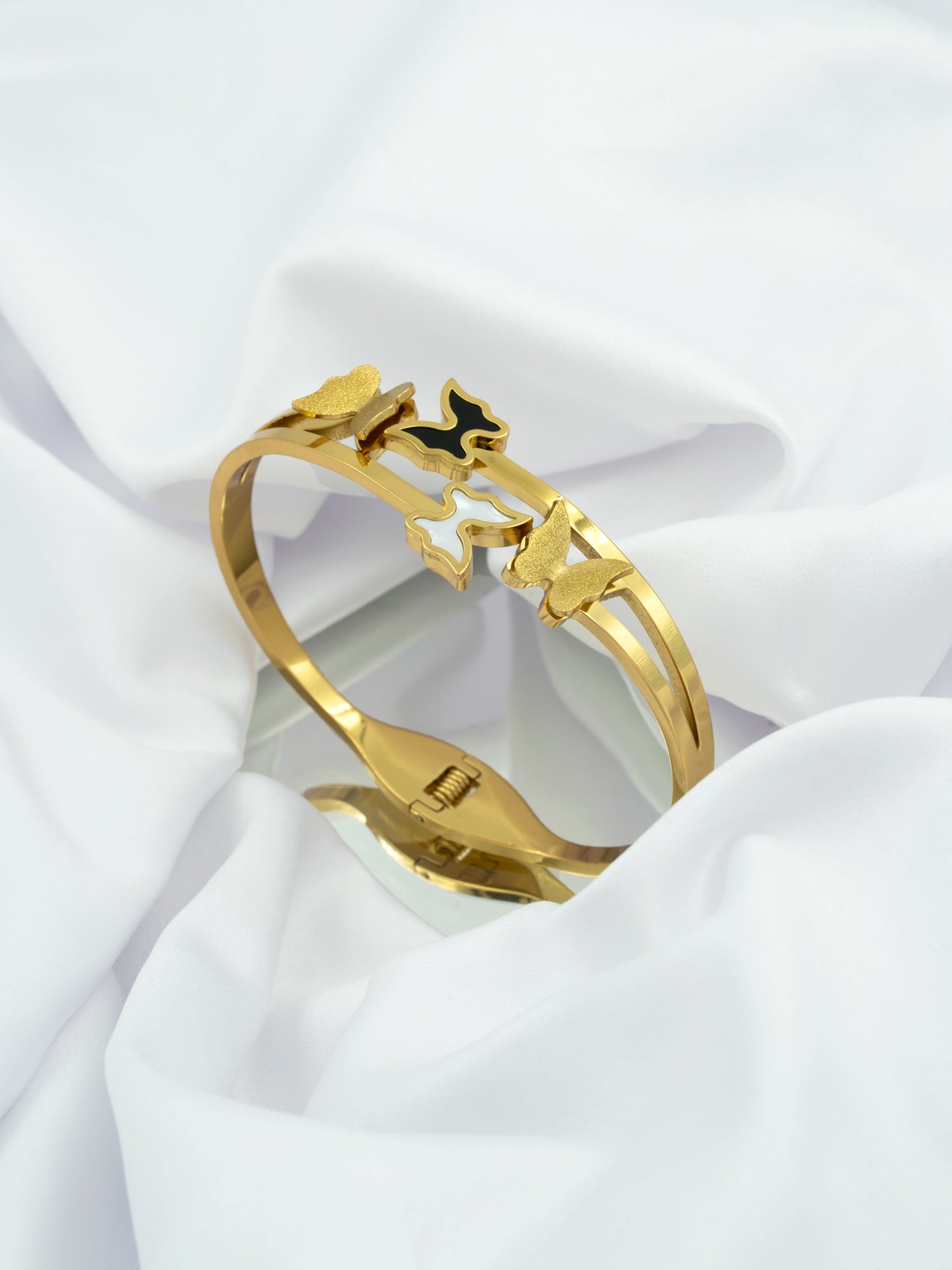 Artklim Gold Plated Dual Charm Butterfly Anti Tarnish Bracelet