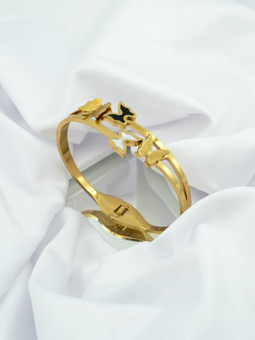 Artklim Gold Plated Dual Charm Butterfly Anti Tarnish Bracelet