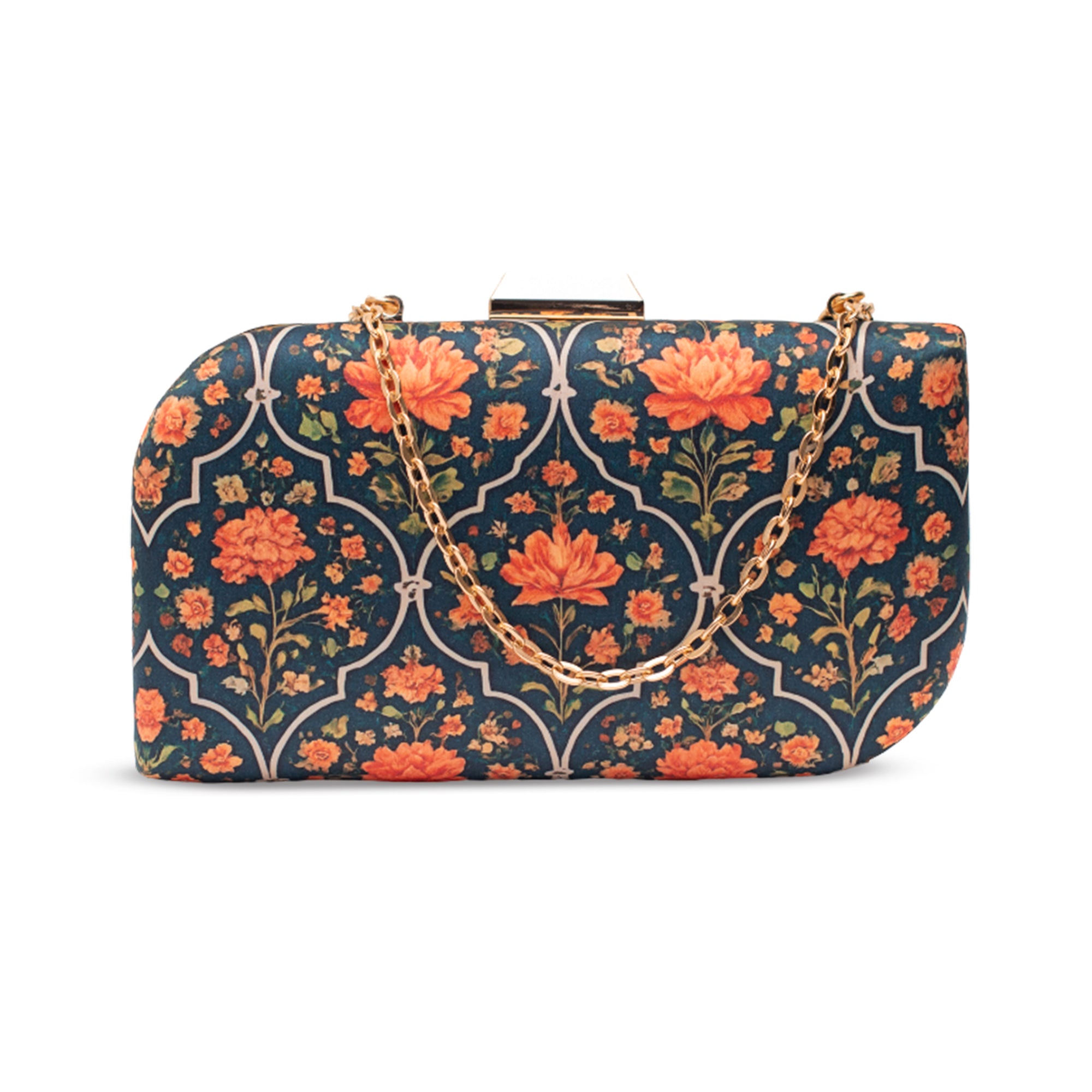 Artklim Navy Blue Printed Clutch