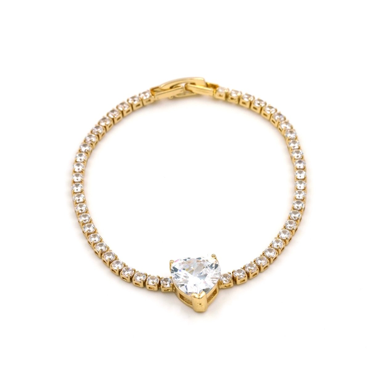 Artklim Gold Plated Heart Shaped Stone Studded Bracelet