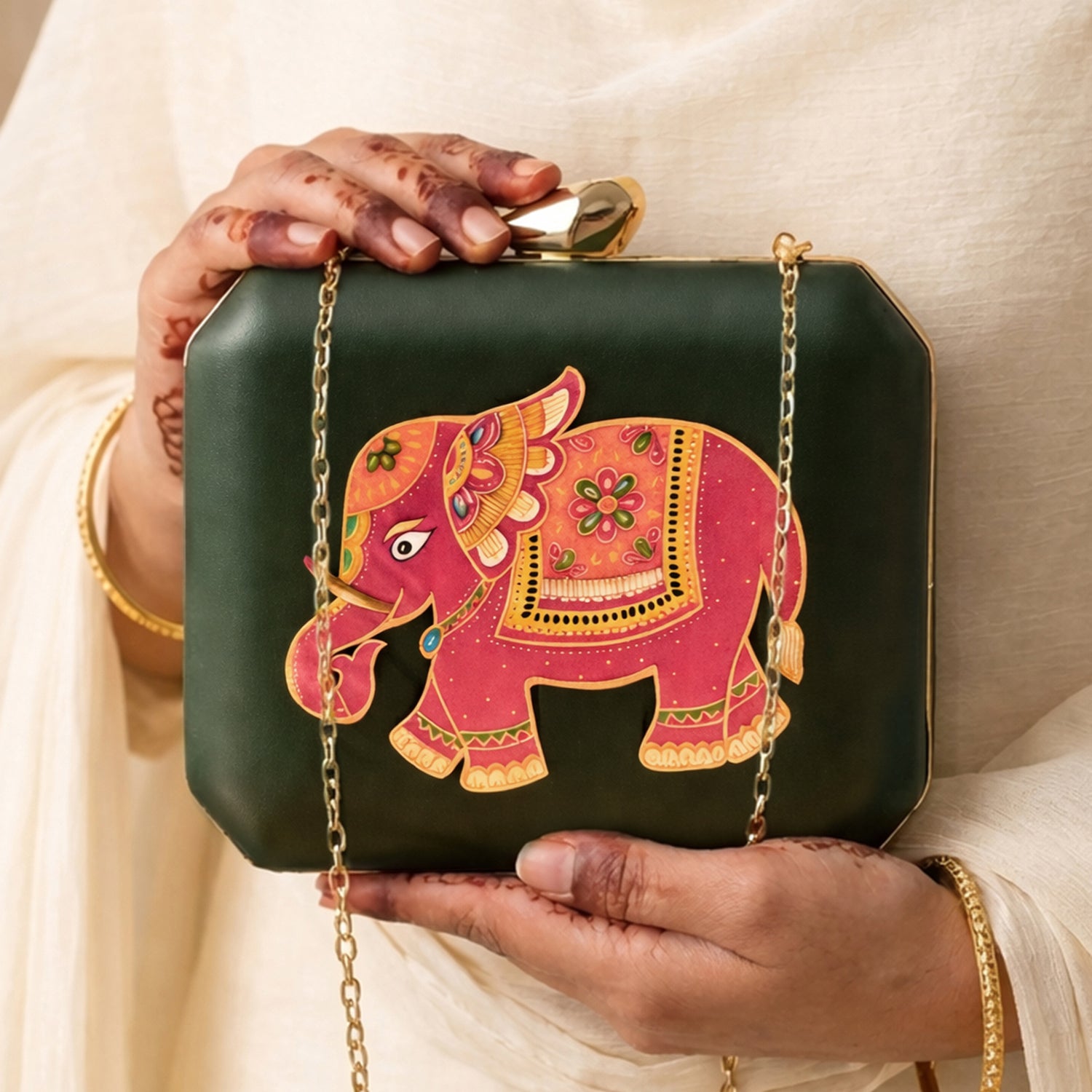 Artklim Royal Elephant Printed Clutch