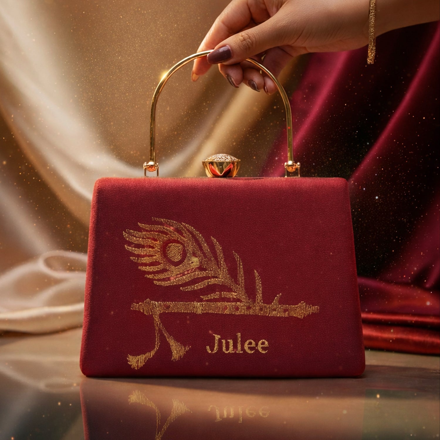 Artklim Murli Embroidery Name Customized Clutch