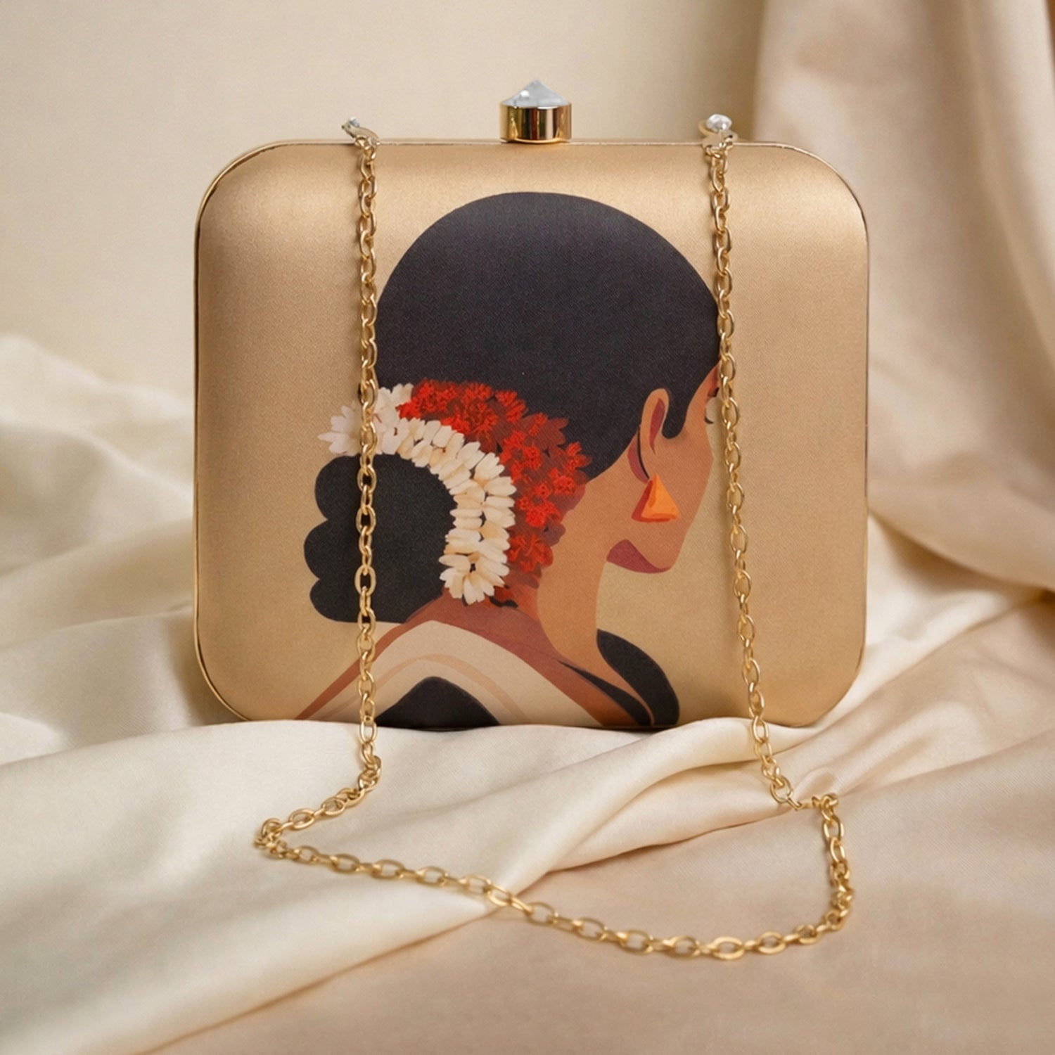 Artklim Indian Woman With Gajra Printed Clutch