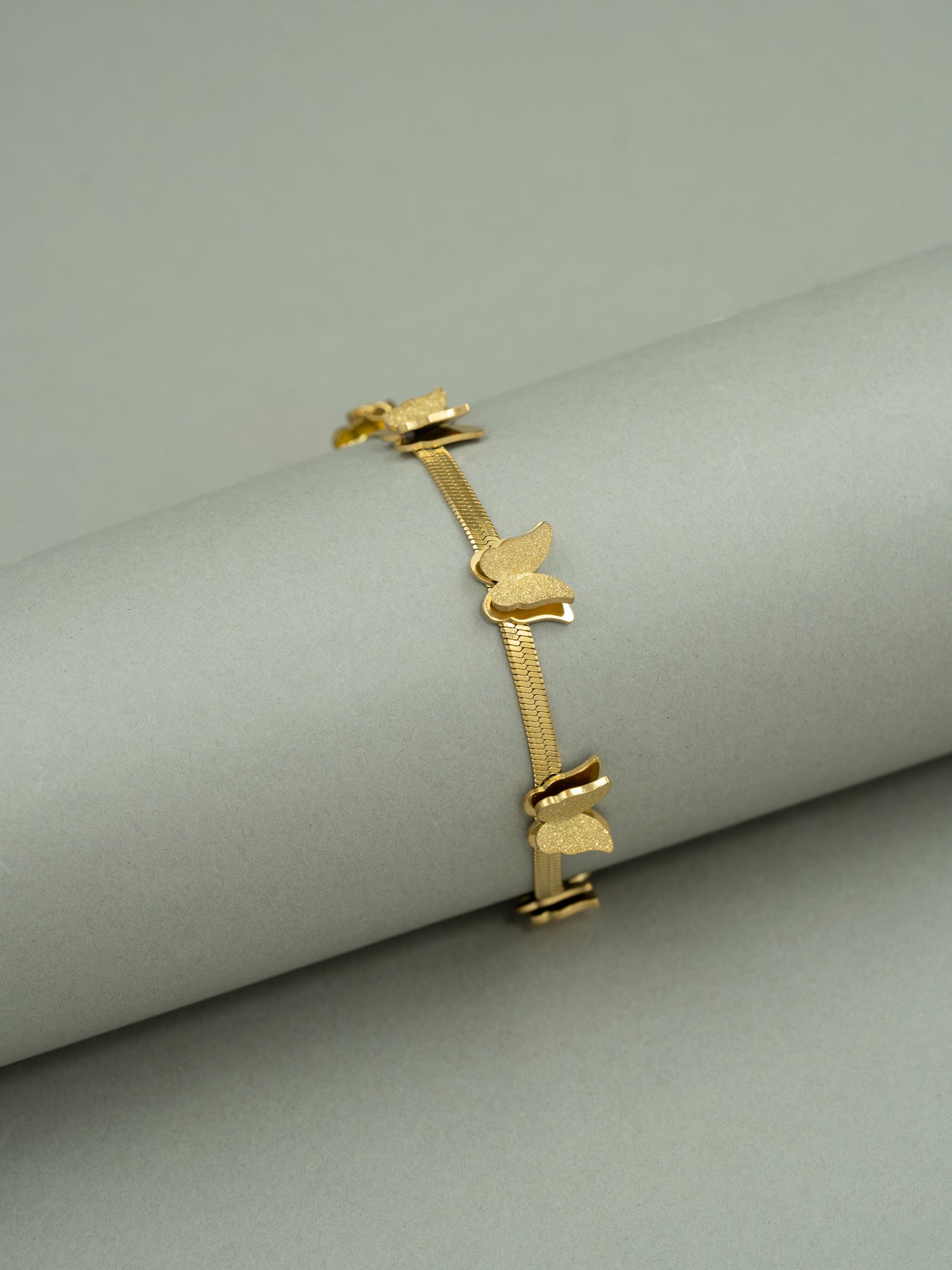 Artklim Gold Plated Anti Tarnish Golden Flutter Butterfly Bracelet