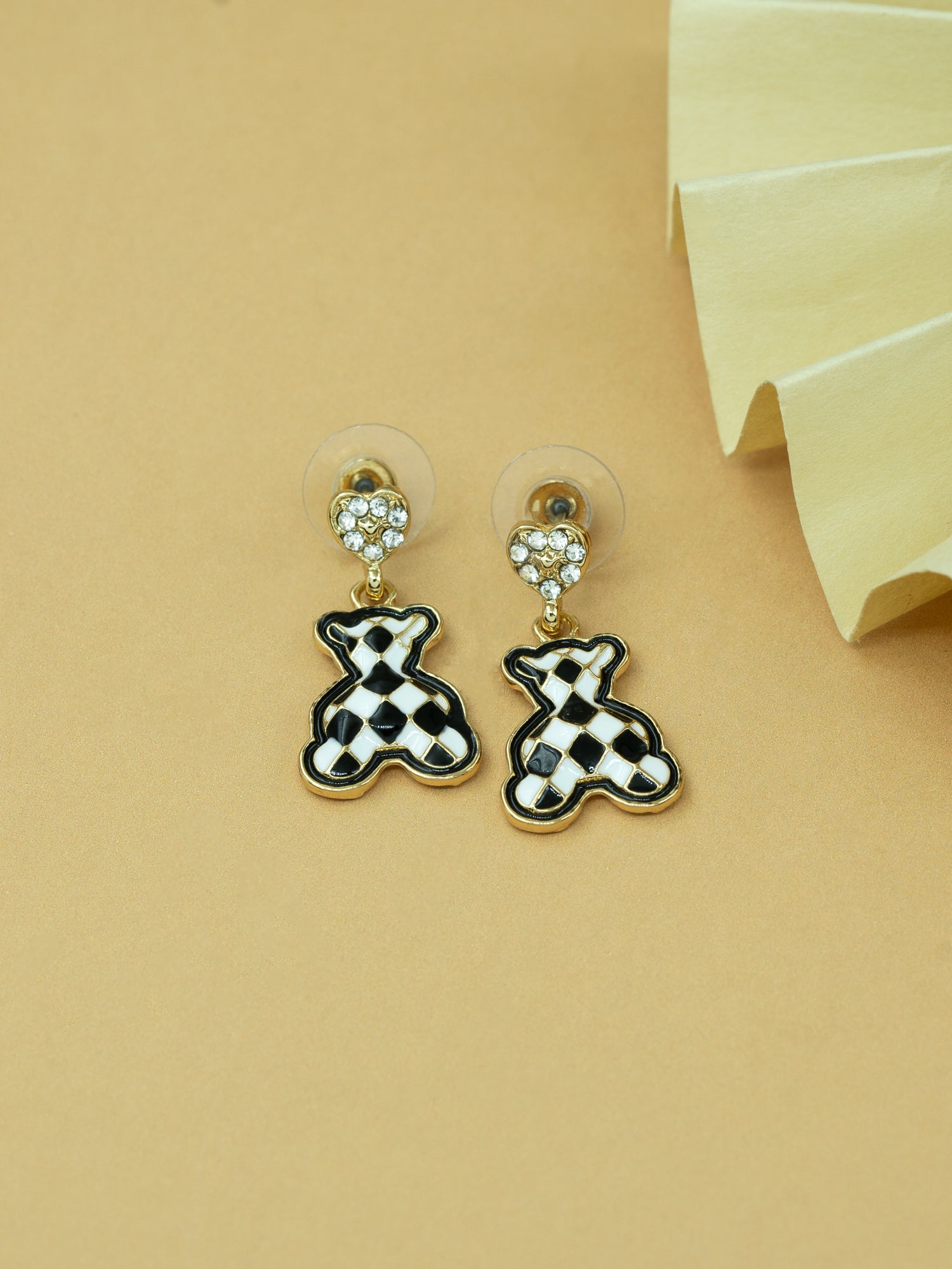 Artklim Checker Teddy Anti Tarnish Earrings