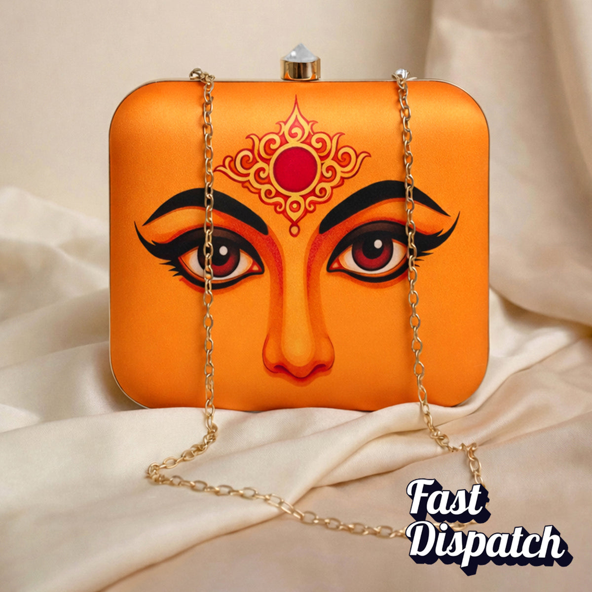 Artklim Traditional Indian Goddess Face Printed Clutch
