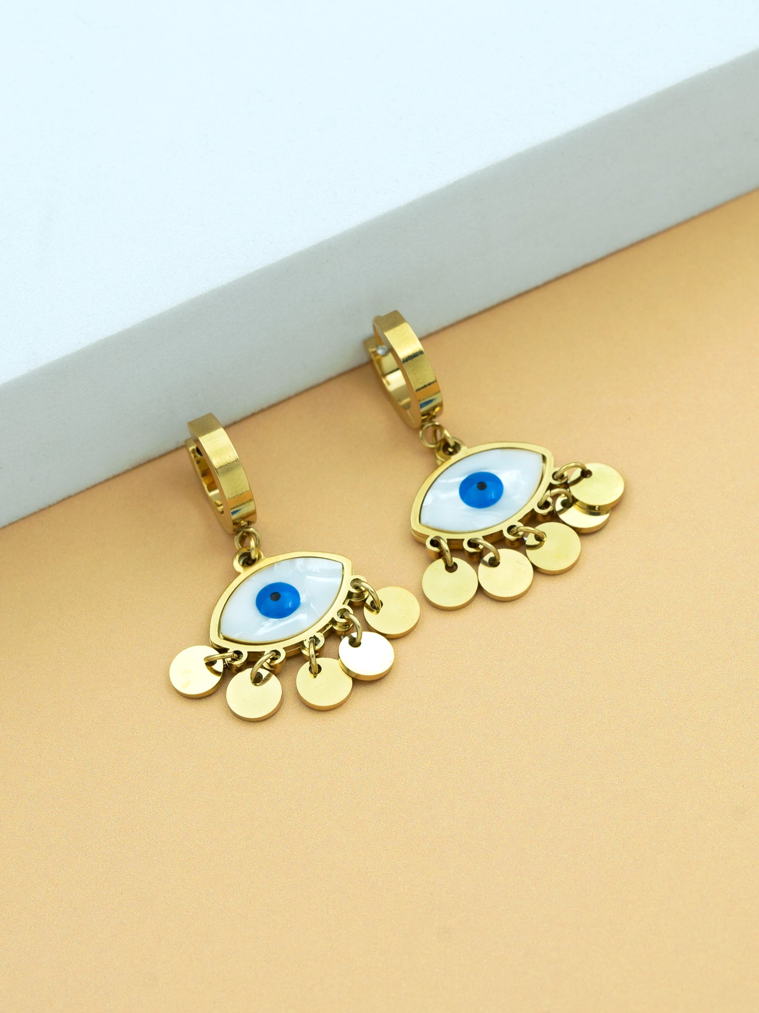 Artklim Evil Eye with Disc Anti-Tarnish Earrings
