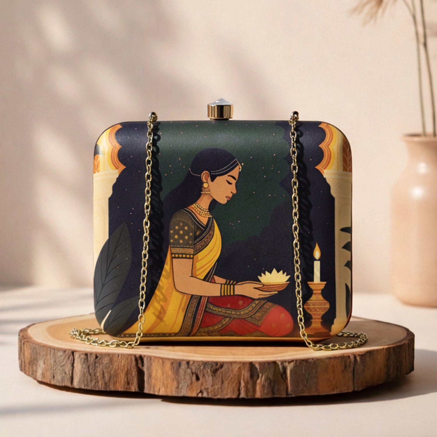 Artklim Traditional Mughal Motif Printed Clutch