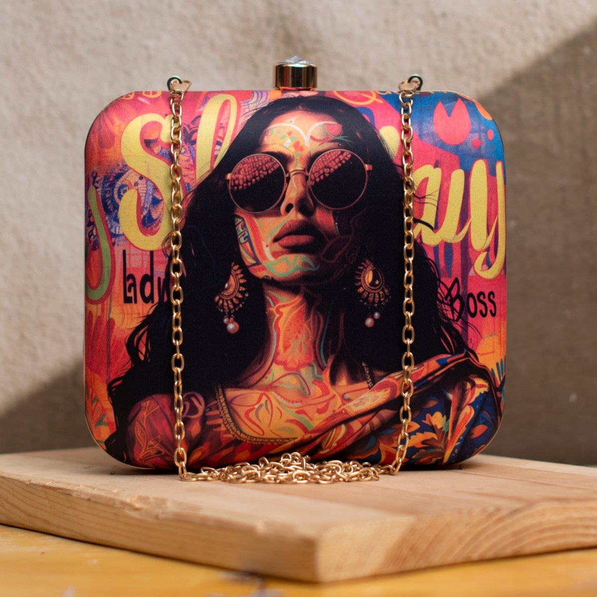 Sassy Woman Portrait Printed Clutch