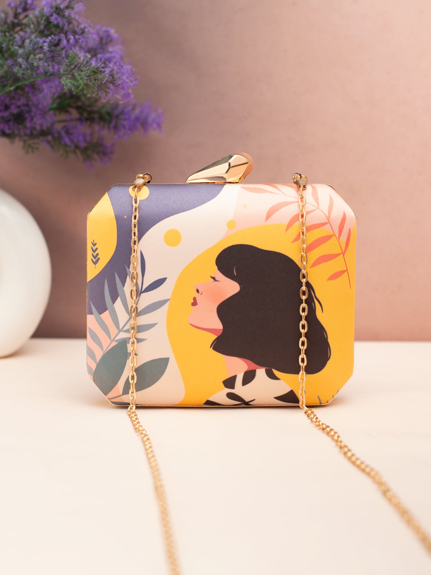 Sunlit Silhouette Printed Clutch