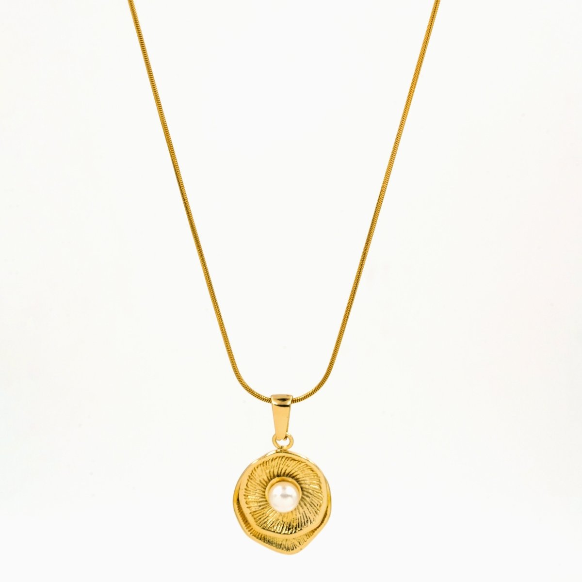 Artklim Gold Plated Spiral Pearl Pendant Necklace