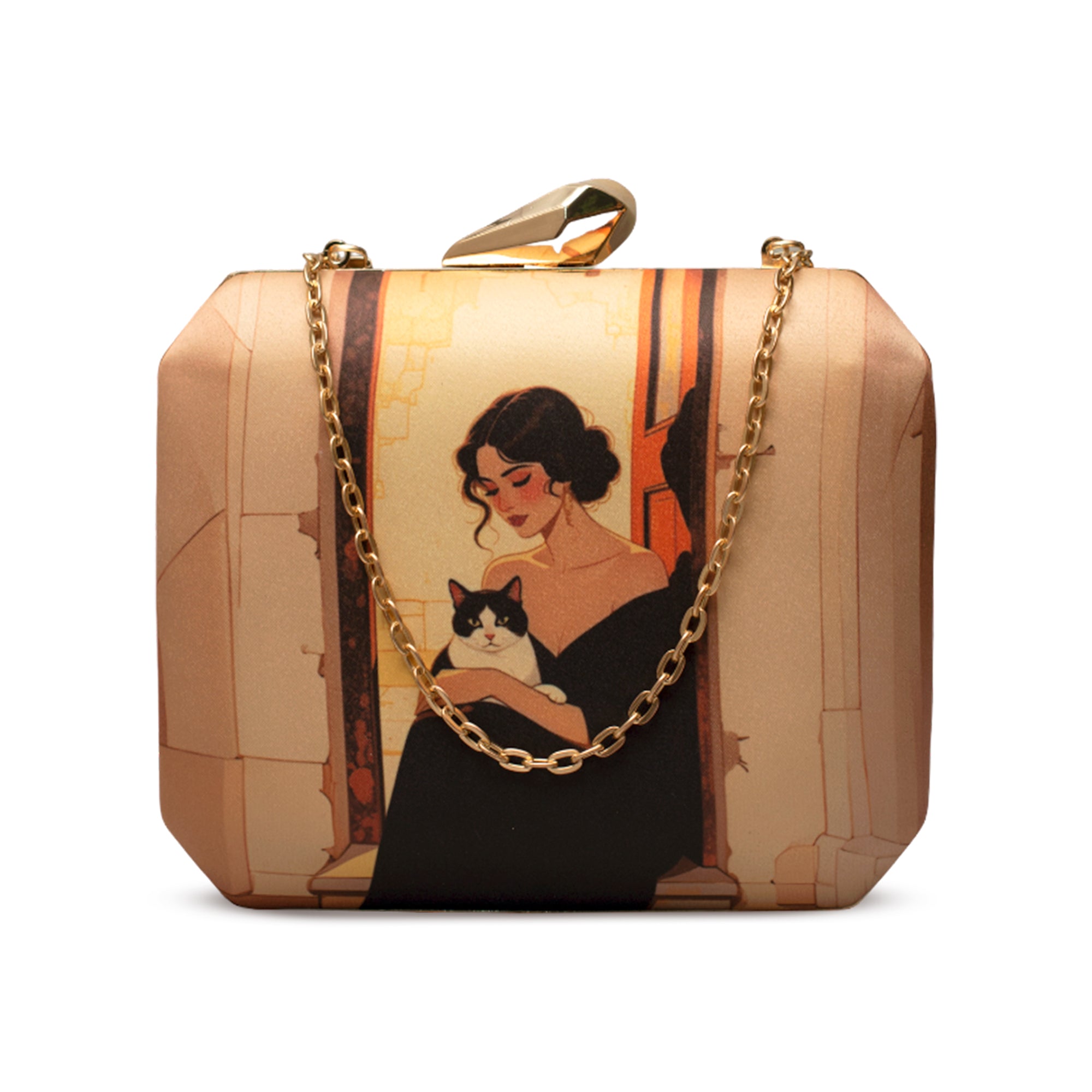 Artklim Lady & Cat Elegance Printed Clutch