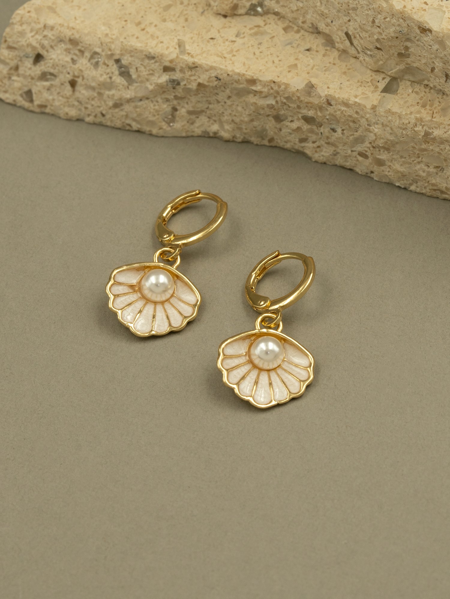 Artklim Shell Pearl Drop Anti Tarnish Earrings