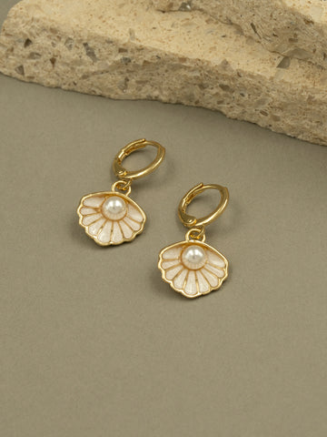Artklim Shell Pearl Drop Anti Tarnish Earrings