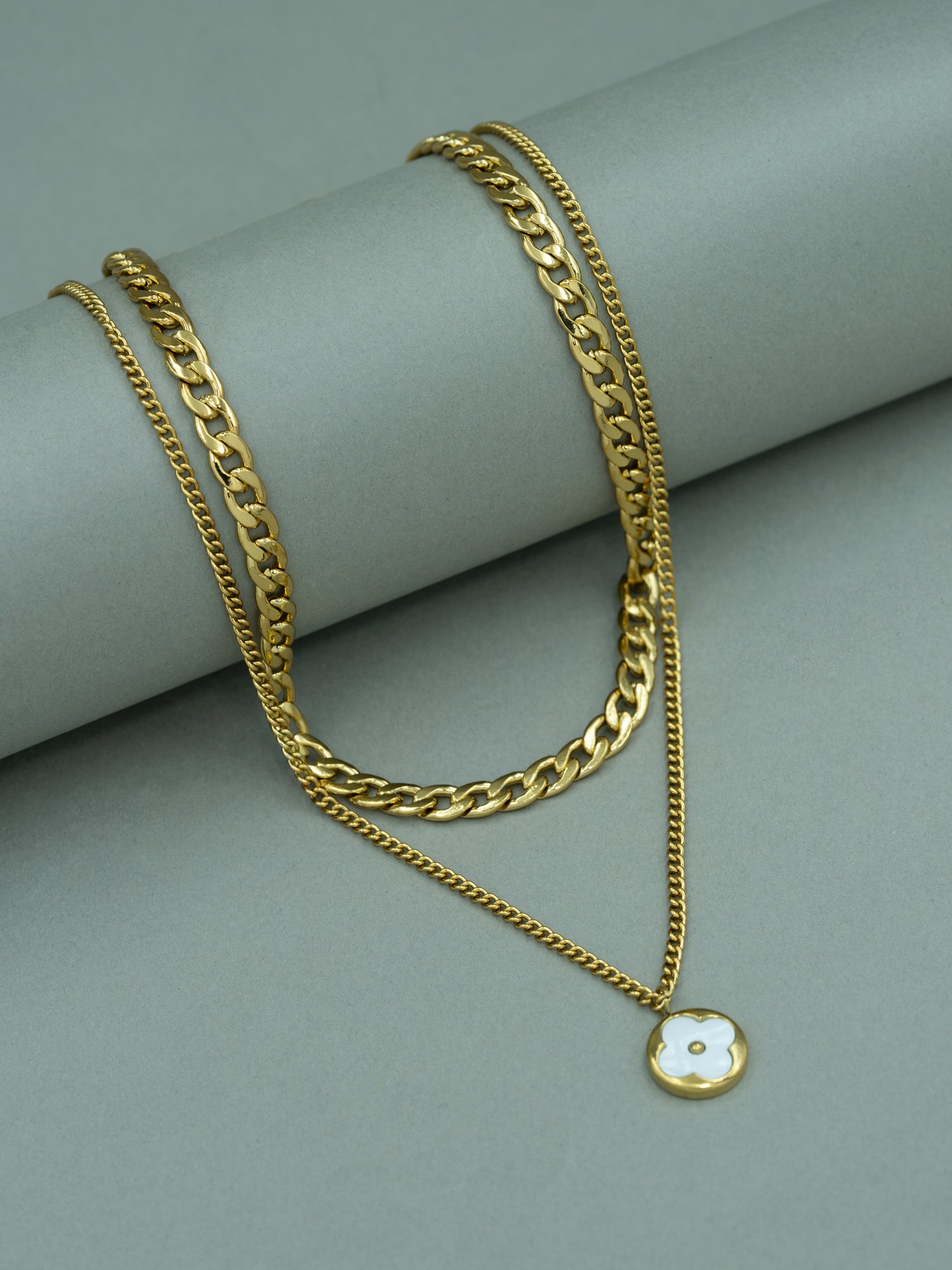Artklim Gold Plated Layered Bloom Anti-Tarnish Necklace