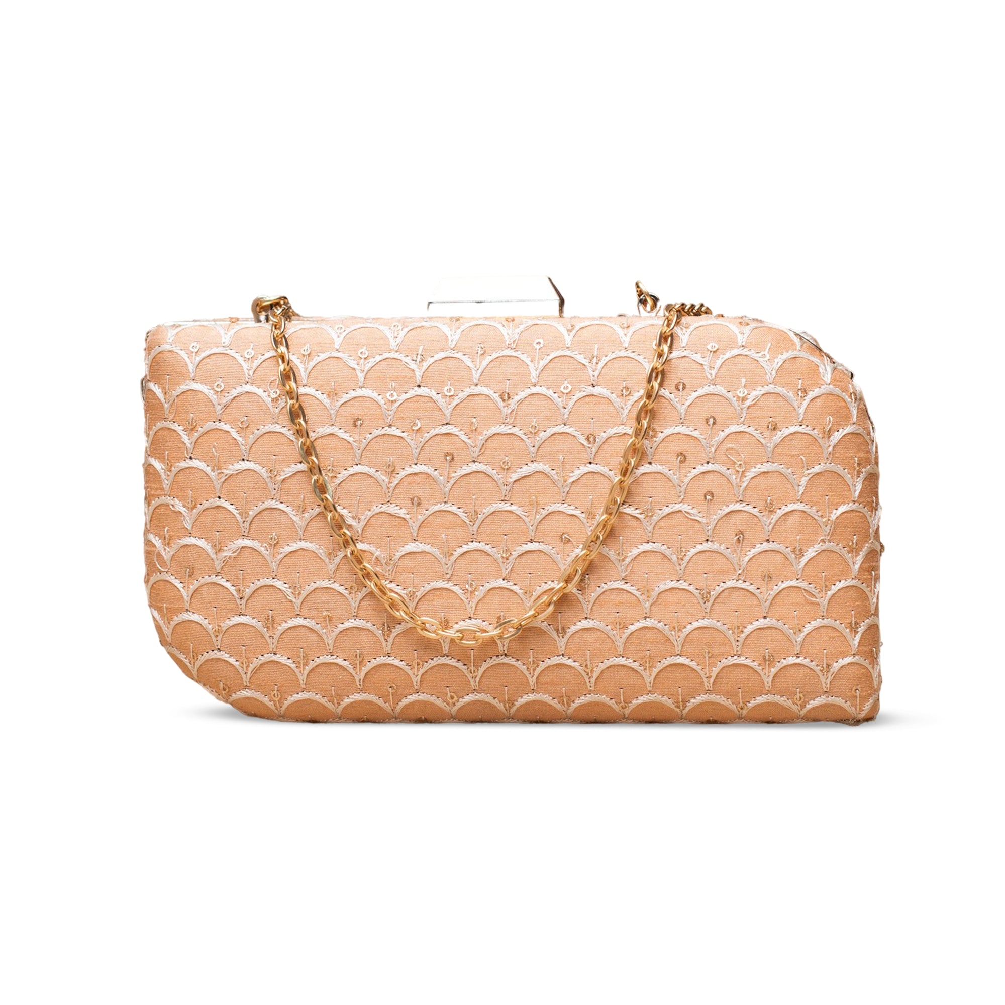 Artklim Golden Scallop Luxe Embroidered Clutch