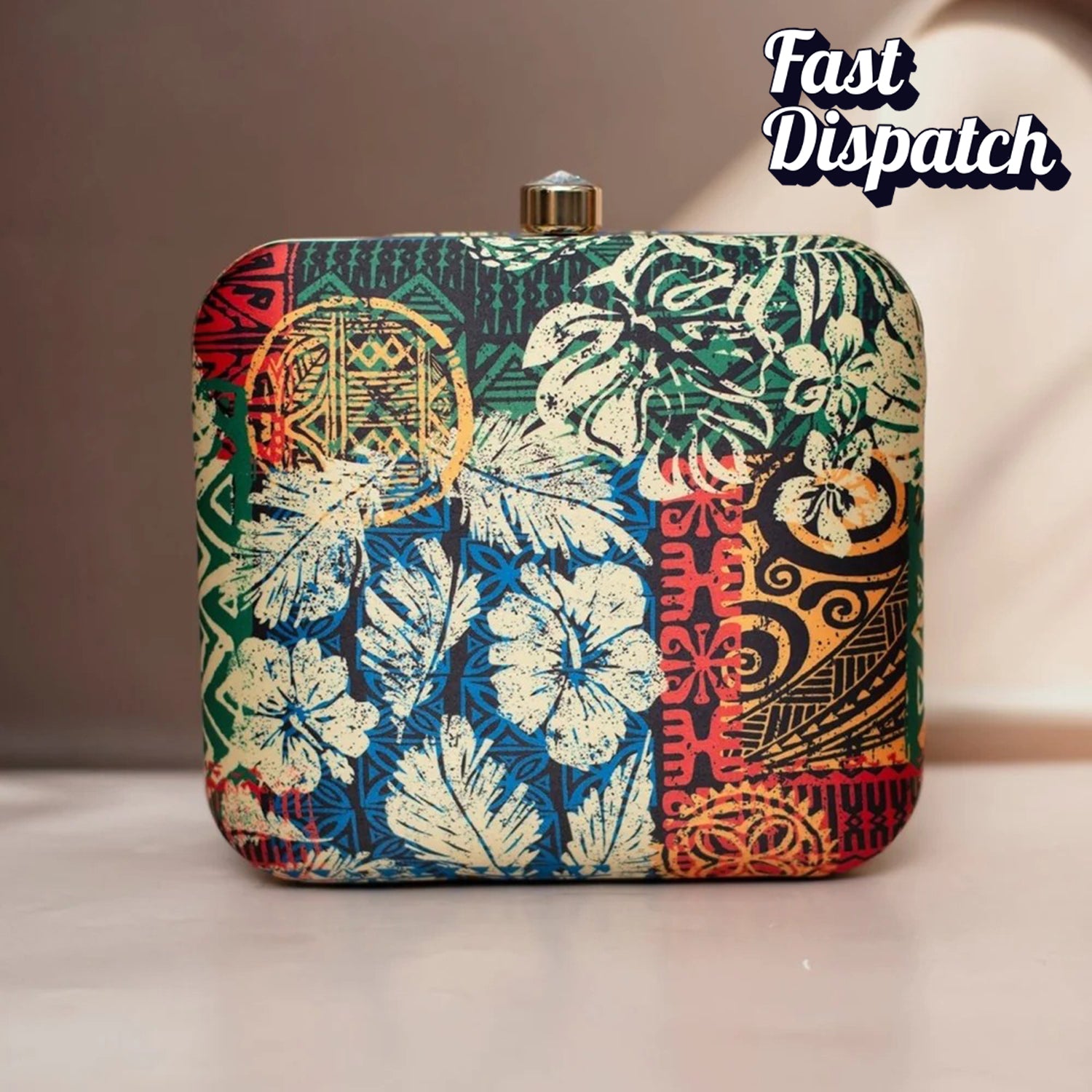 Artklim Multicolour Printed Clutch