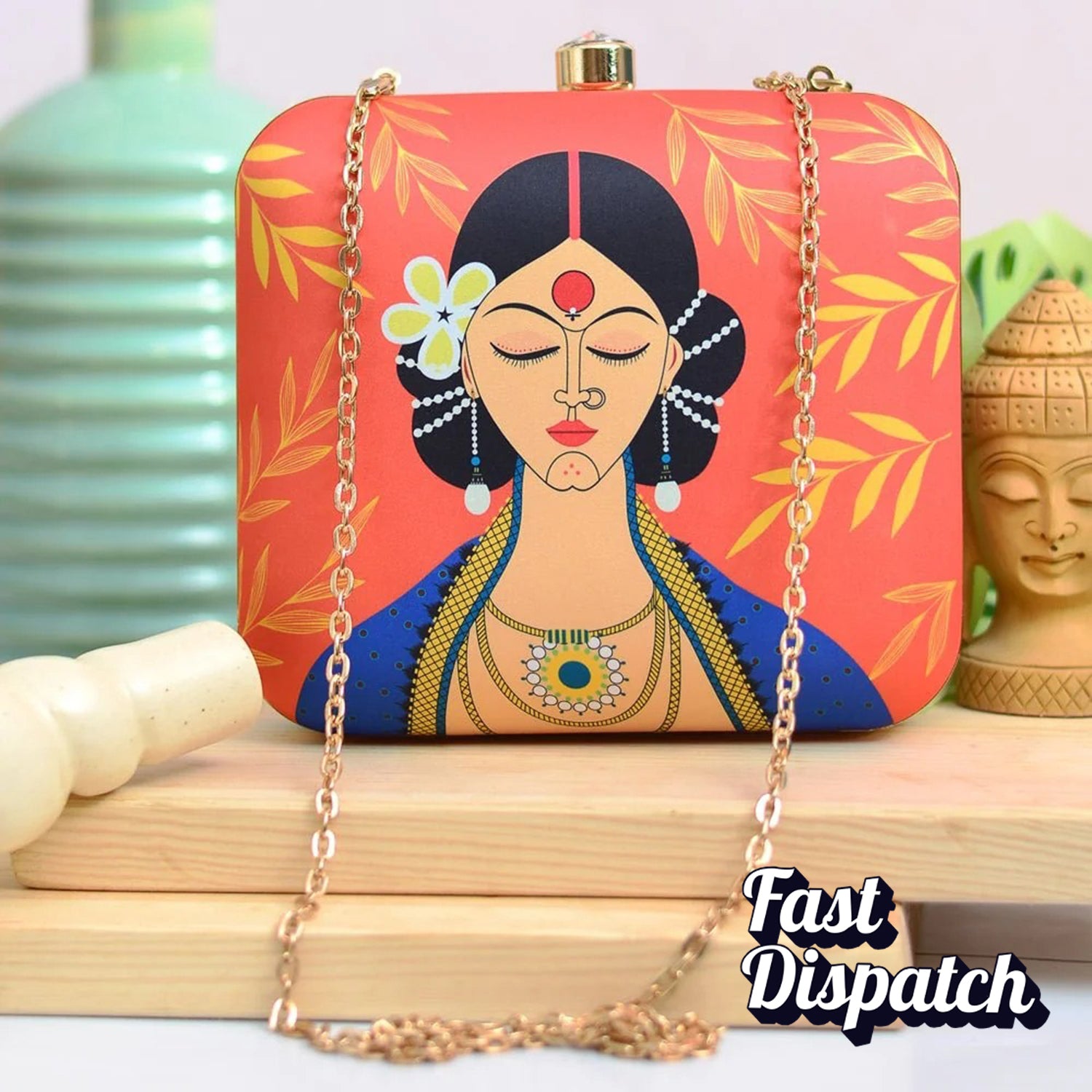 Artklim Pretty Indian Lady Printed Clutch Bag