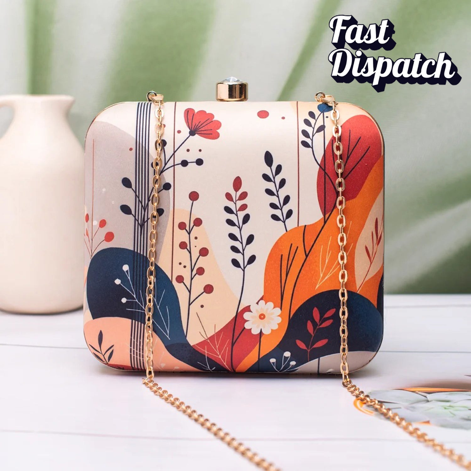 Artklim Abstract Floral Modern Printed Clutch