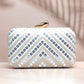 Silver Sequins White Embroidery Clutch