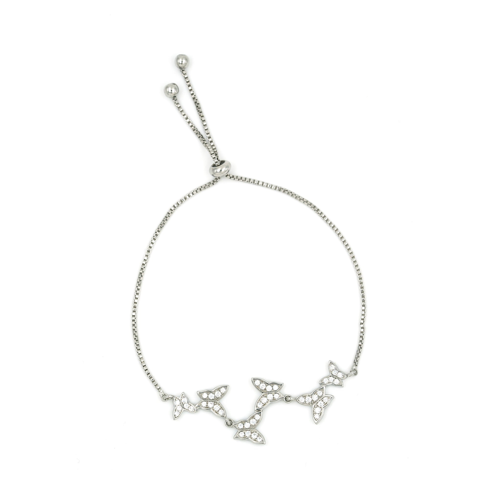 Artklim Silver Plated Studded Butterfly Slider Bracelet