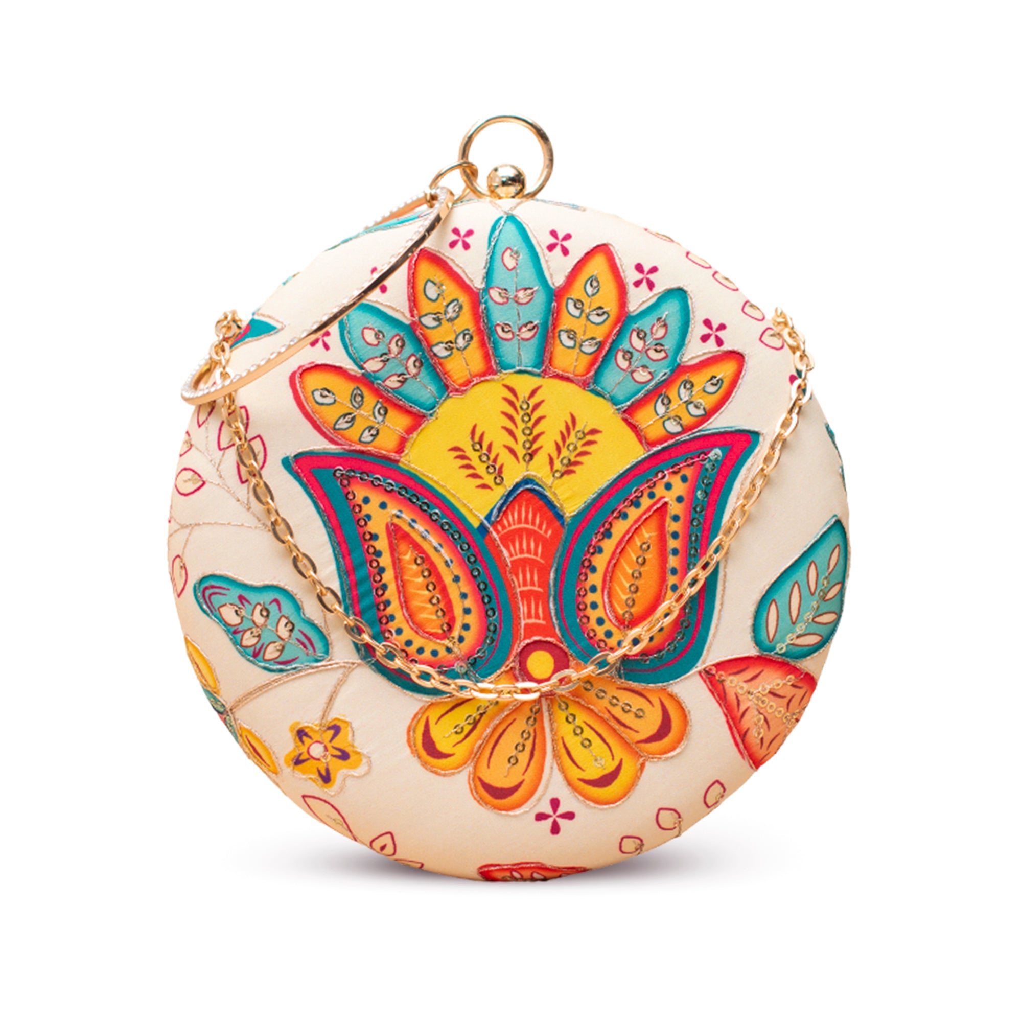 Artklim Vibrant Muse Round Embroidery Clutch