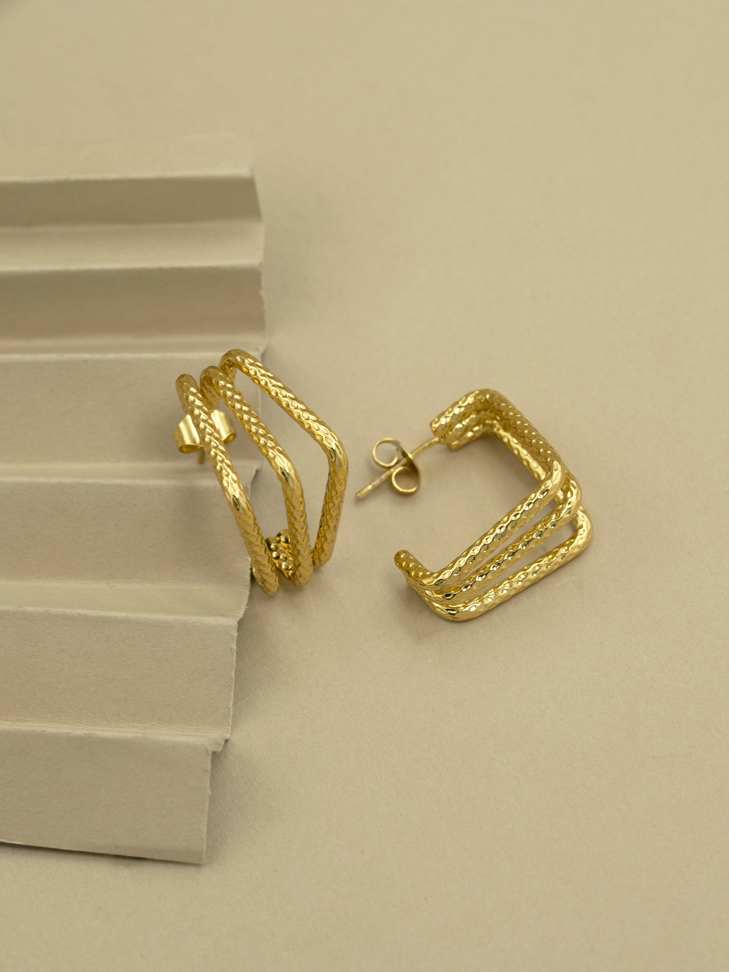 Artklim Golden Chevron Hoops Anti-Tarnish Earrings