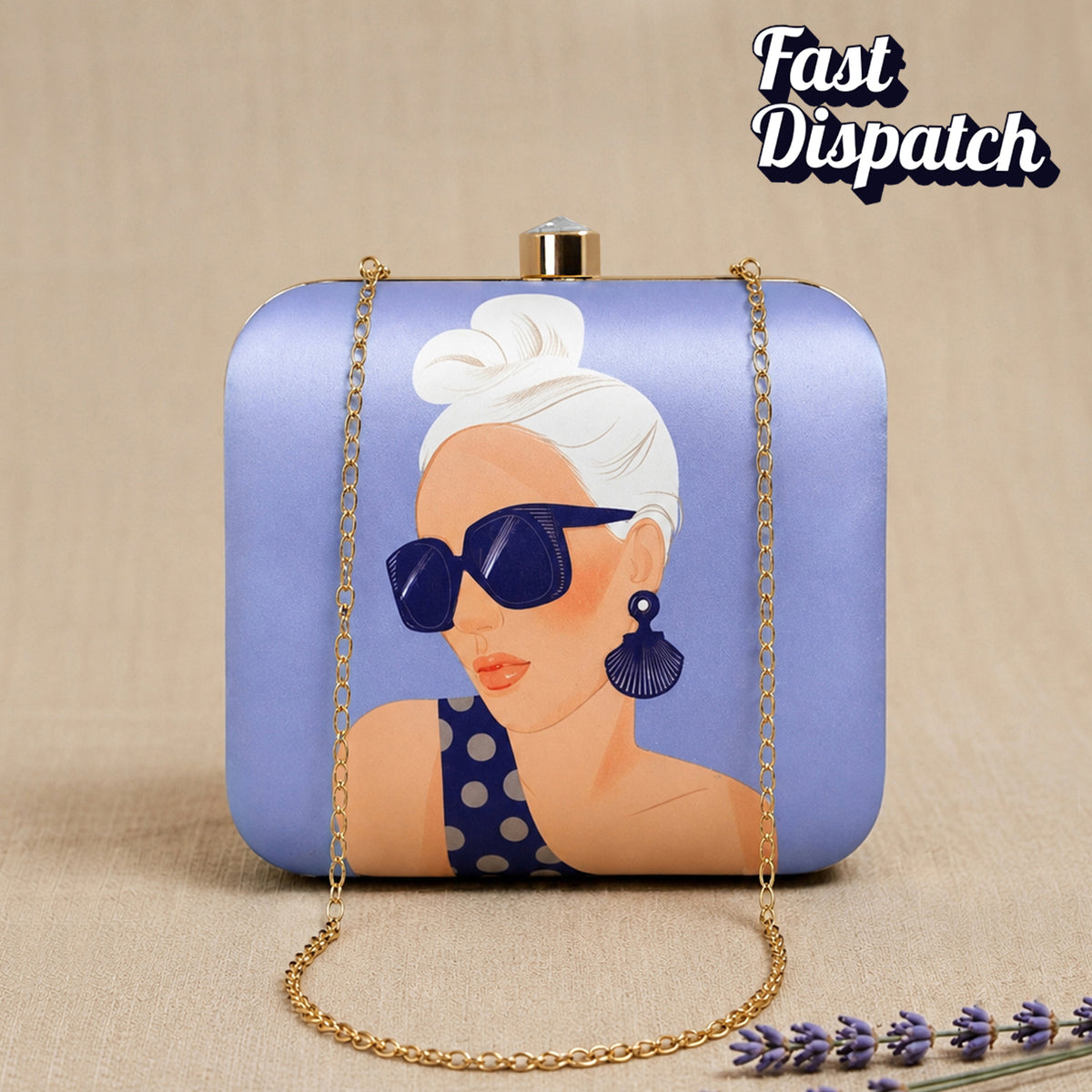 Artklim Fashion Lady Printed Designer Chain Clutch