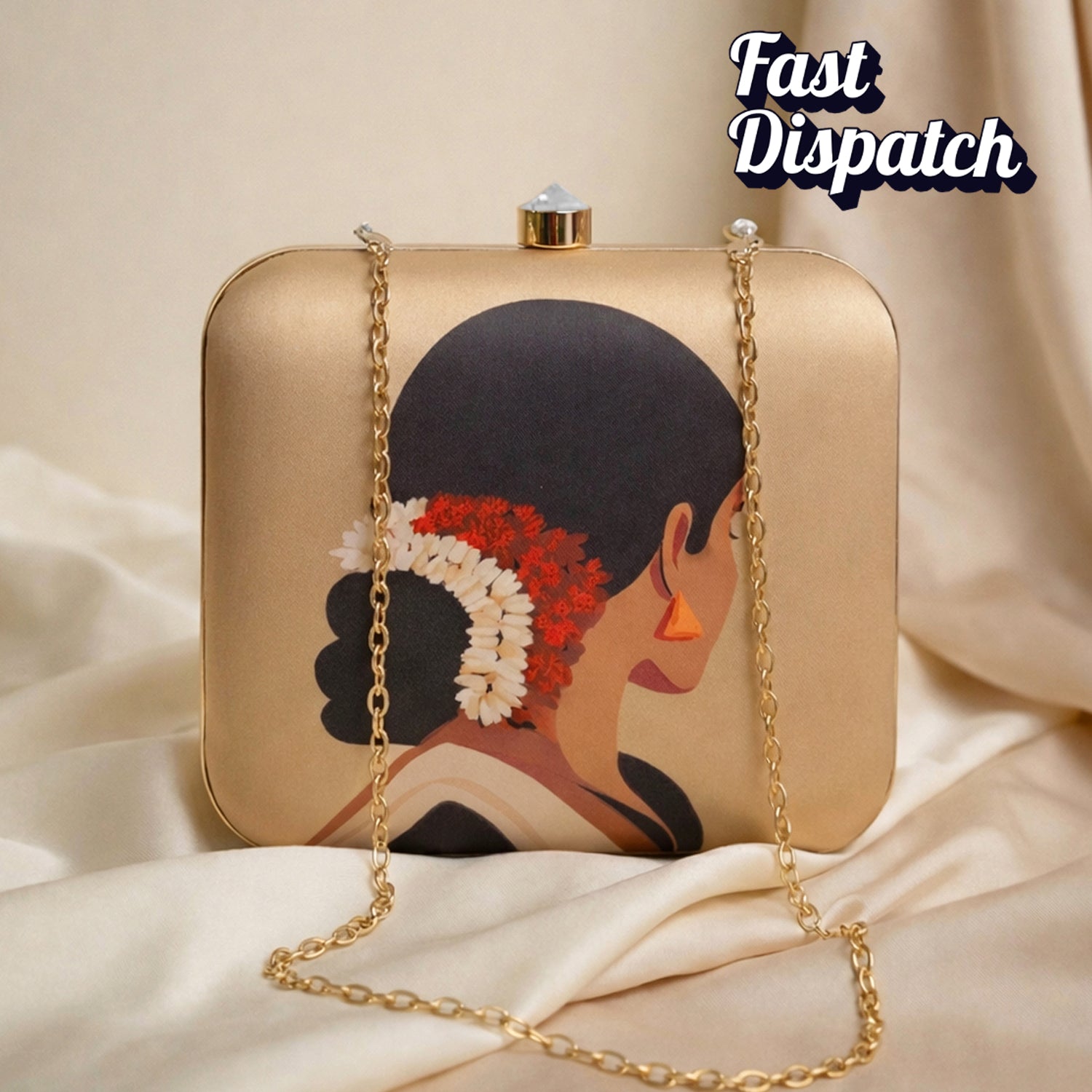 Artklim Indian Woman With Gajra Printed Clutch