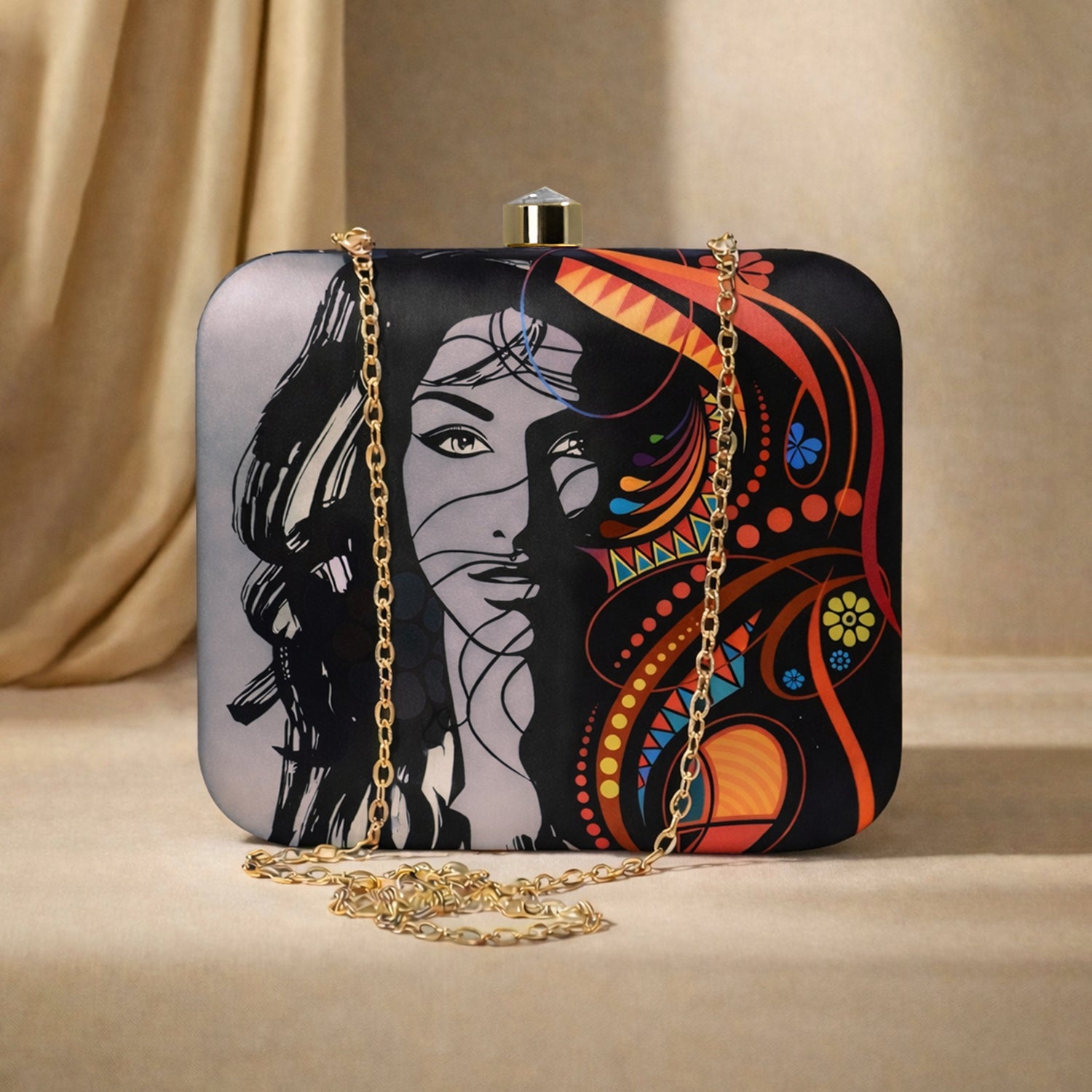 Artklim Multicolour Boho Women Printed Clutch