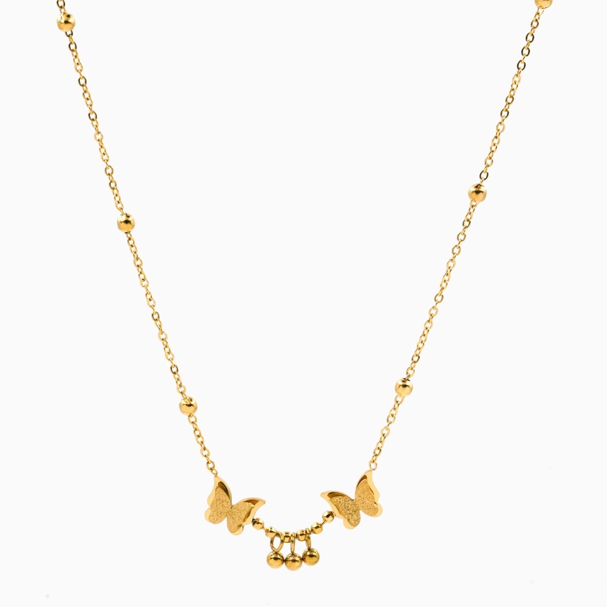 Artklim Gold Plated Butterfly And Golden Beads Necklace