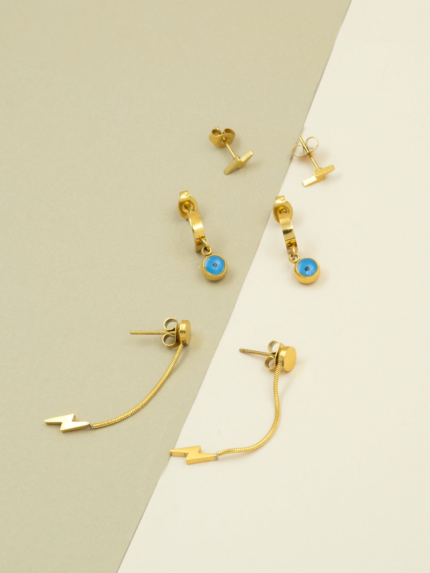 Artklim Gold-Plated  Anti-Tarnish Earrings Set of 3