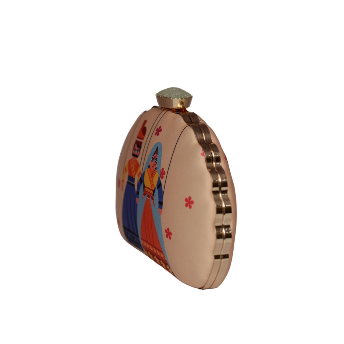Artklim Indian Puppet Printed D-shape Clutch